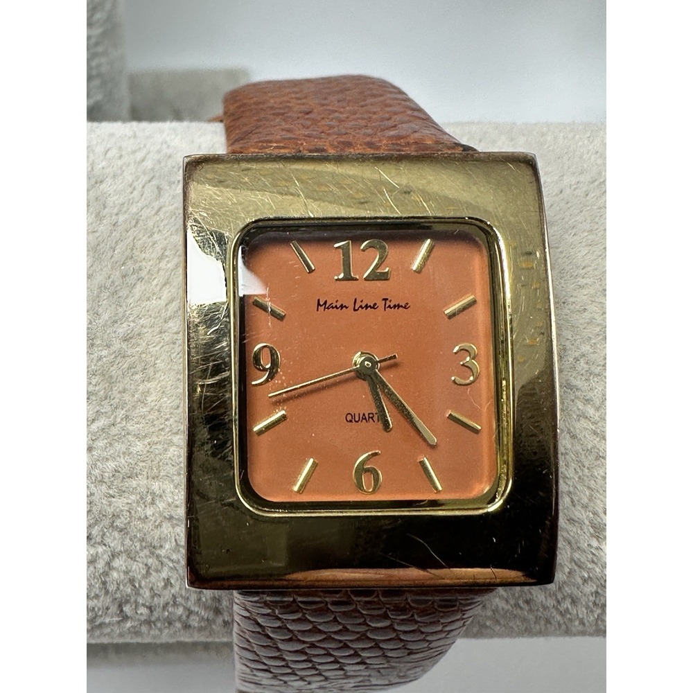 Main Line Time B3966 New Battery‎ Tank Watch 27MM 7.25" Leather Band  S1
